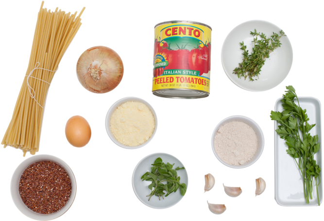 Perciatelli Pasta With Red Quinoa "meatballs" - Cento Plum Tomatoes, 28-ounce Cans (pack (700x467), Png Download