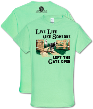 Southern Couture Left The Gate Open - T-shirt (350x391), Png Download