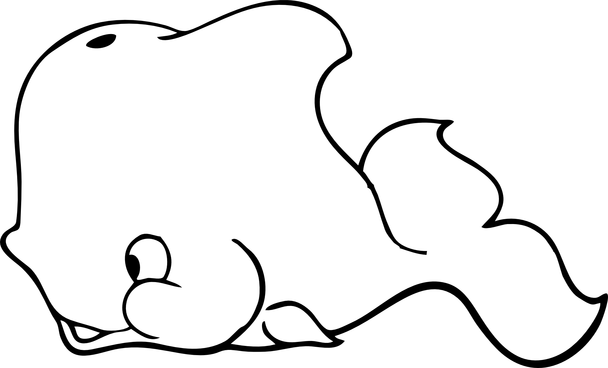 Cute Whale Black White Line 1979px 116 - Whale Clip Art (1979x1199), Png Download