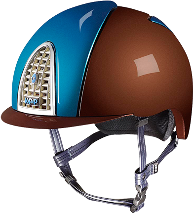 Riding Helmet Xc Cross Shine Brown & Kingfisher By - Kep Italia Cromo Shine Xc Cross Marrone E Kingfisher (568x567), Png Download