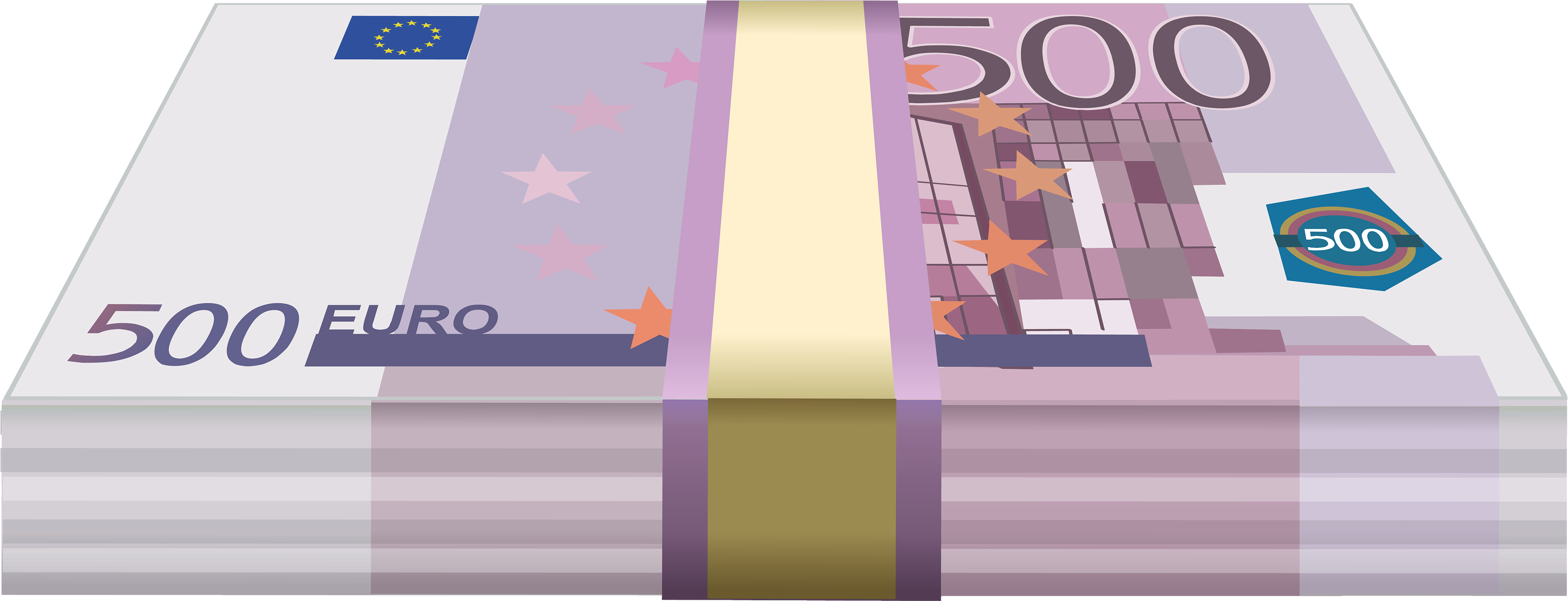 Wad Of Euros Png Clipart - Euros Png (4000x1585), Png Download