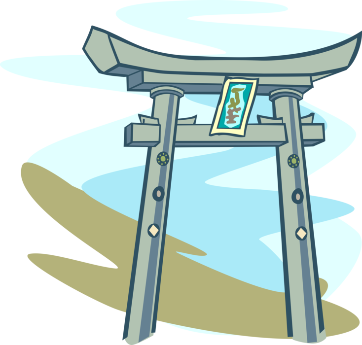 Vector Illustration Of Japanese Traditional Buddhist - Shinto Shrine (734x700), Png Download