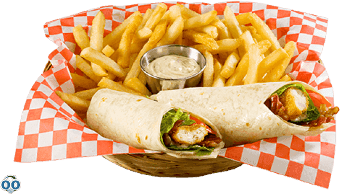 Chicken Wrap - French Fries (729x418), Png Download