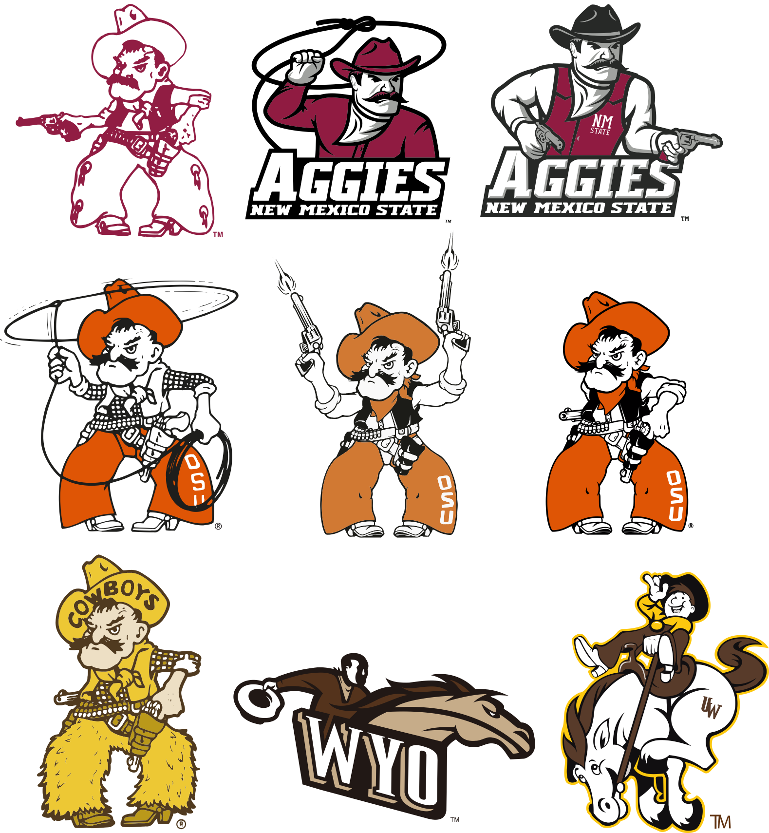 College Cowboy Logo 2 By Joy - Colleges With A Cowboy Logo (1579x1710), Png Download