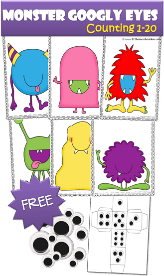 Monsters And Googley Eyes - Preschool Monsters Counting (350x556), Png Download