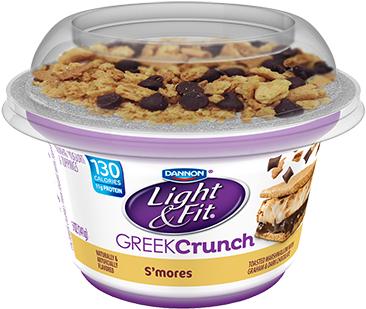 Light & Fit Grk Marshmellow W/grham Drk Cho 5oz - Light And Fit Yogurt Strawberry Cheesecake (371x371), Png Download