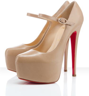 Christian Louboutin Lady Daf - Black Pu Upper Platform Stieltto Heel Pumps (375x450), Png Download