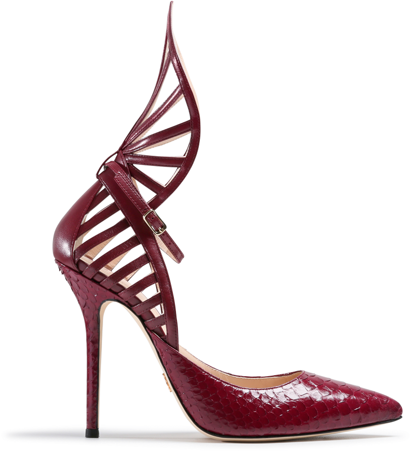 Available In A Variety Of Satin Finishes And Exotic - Fan Pump Ralph Russo Red (944x900), Png Download