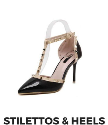 Buy Now - Shein Black Pointed Toe T-shaped Stiletto Heels(eur39) (480x480), Png Download