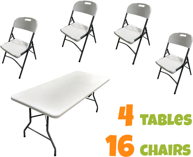 4 Tables And 16 Chairs - Folding Chair (720x600), Png Download