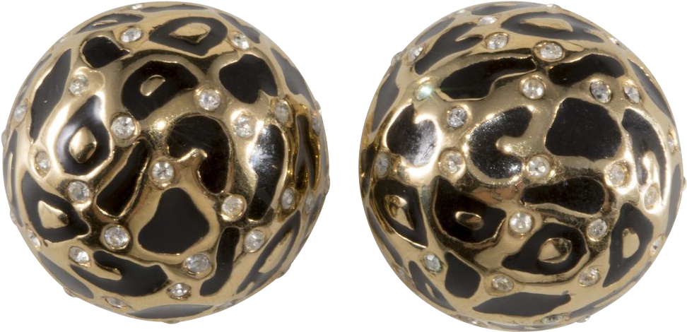 Ciner Domed Leopard Print Rhinestone Earrings - Earrings (971x971), Png Download