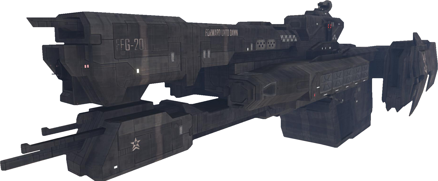 H3 Forwarduntodawn Side - Halo 3 Unsc Frigate (1920x800), Png Download