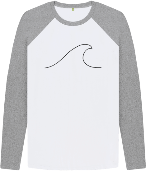 Athletic Grey White Wave Baseball T Shirt - Raglan Sleeve (640x674), Png Download