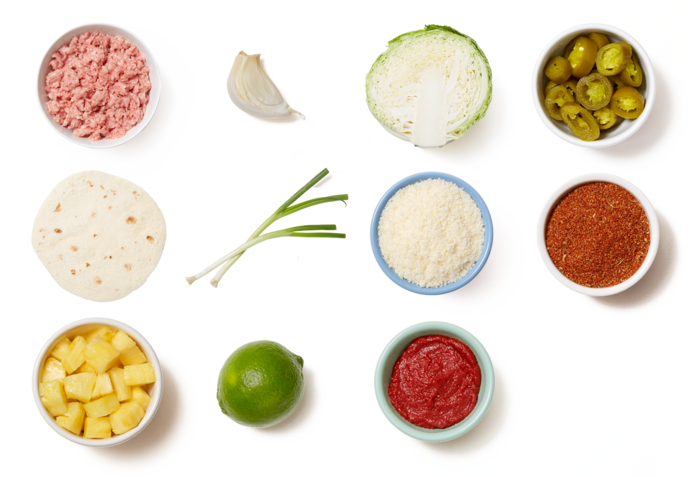 Pork & Cabbage Tacos With Pineapple & Pickled Jalapeño - Diet Food (700x477), Png Download