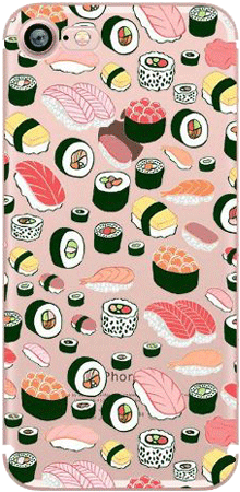 Itgirl Shop Transparent Silicone Sushi Pattern Phone - Sushi Pattern (460x460), Png Download
