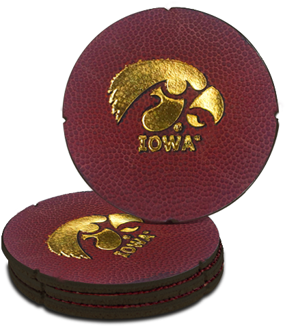 Iowa Football Leather Coaster - Iowa (500x500), Png Download