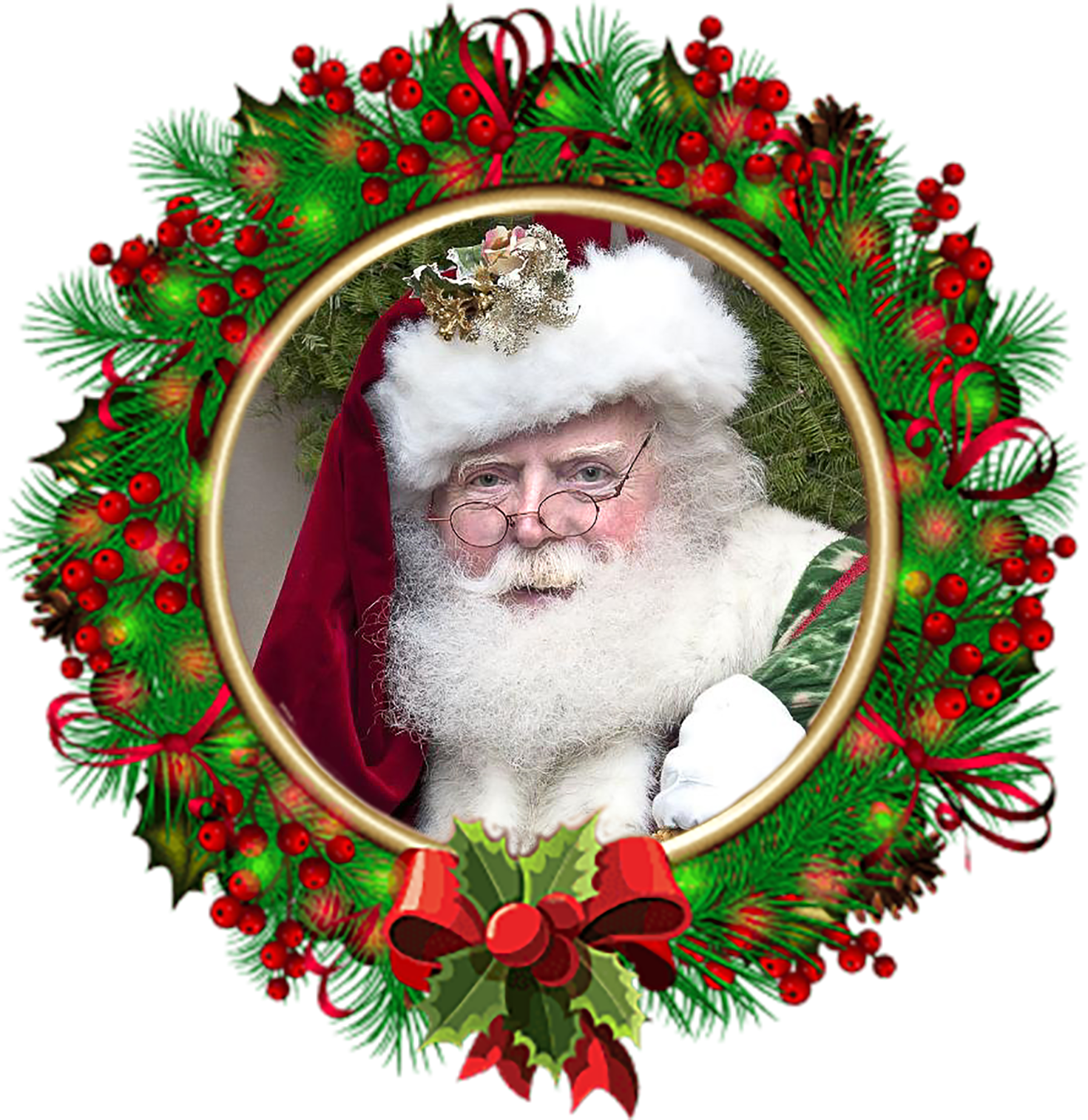Santa Claus - Usmc Christmas Wreath (1471x1513), Png Download