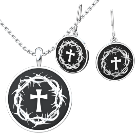 Crown Of Thorns & Cross Set - Crown Of Thorns & Cross Ring (sterling Silver) (480x480), Png Download
