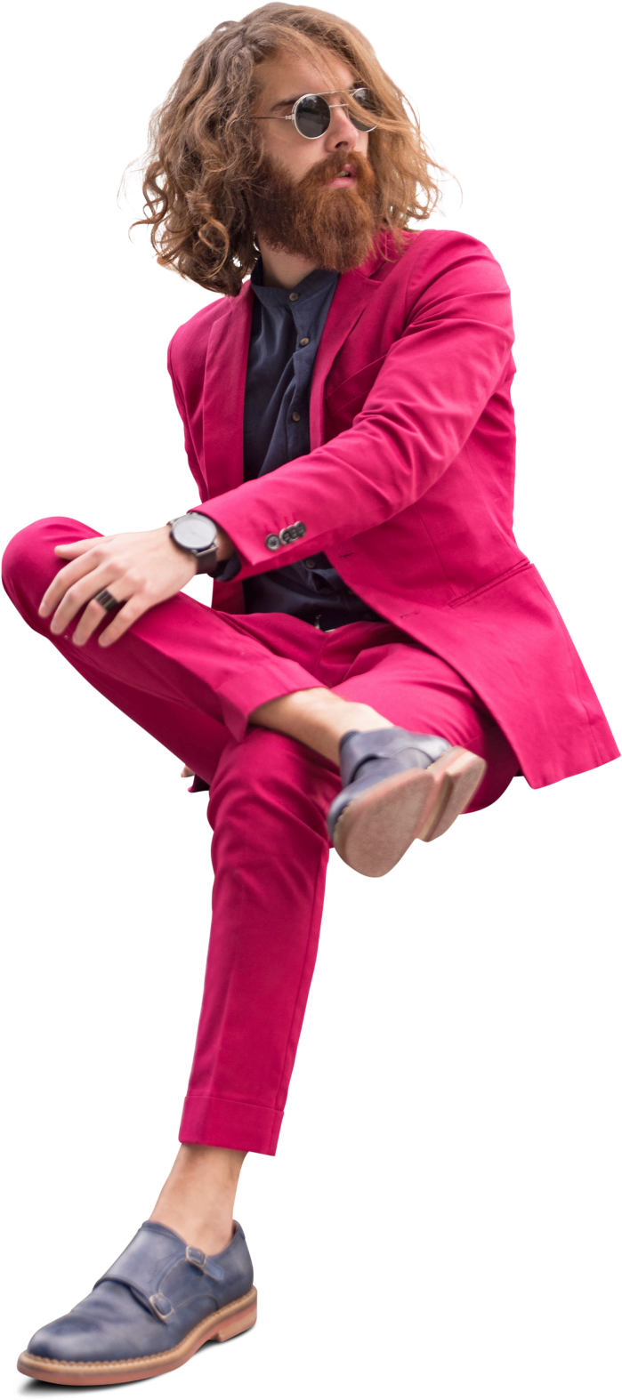 Mrcutout Stylish Hipster Beard Man Sitting Like A Boss - Beard (719x1599), Png Download