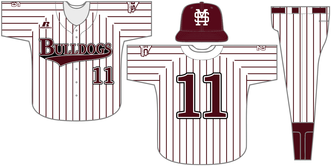 In 2008, The Bulldogs Wore White Pinstripe Uniforms - Pinstripe Baseball Jersey Template (1100x573), Png Download