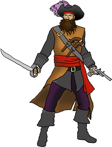 Pirate Clipart Black Beard - Pirate Silhouette Clipart (442x591), Png Download