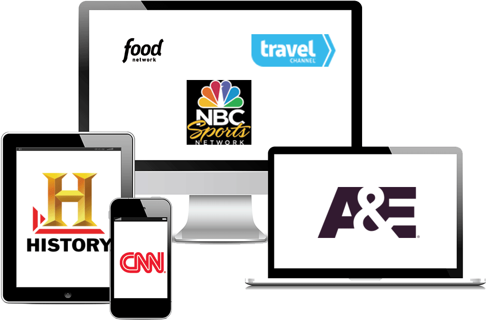 Tv Everywhere Ad With Channels - Mobile Tablet Desktop Vector (1000x1000), Png Download