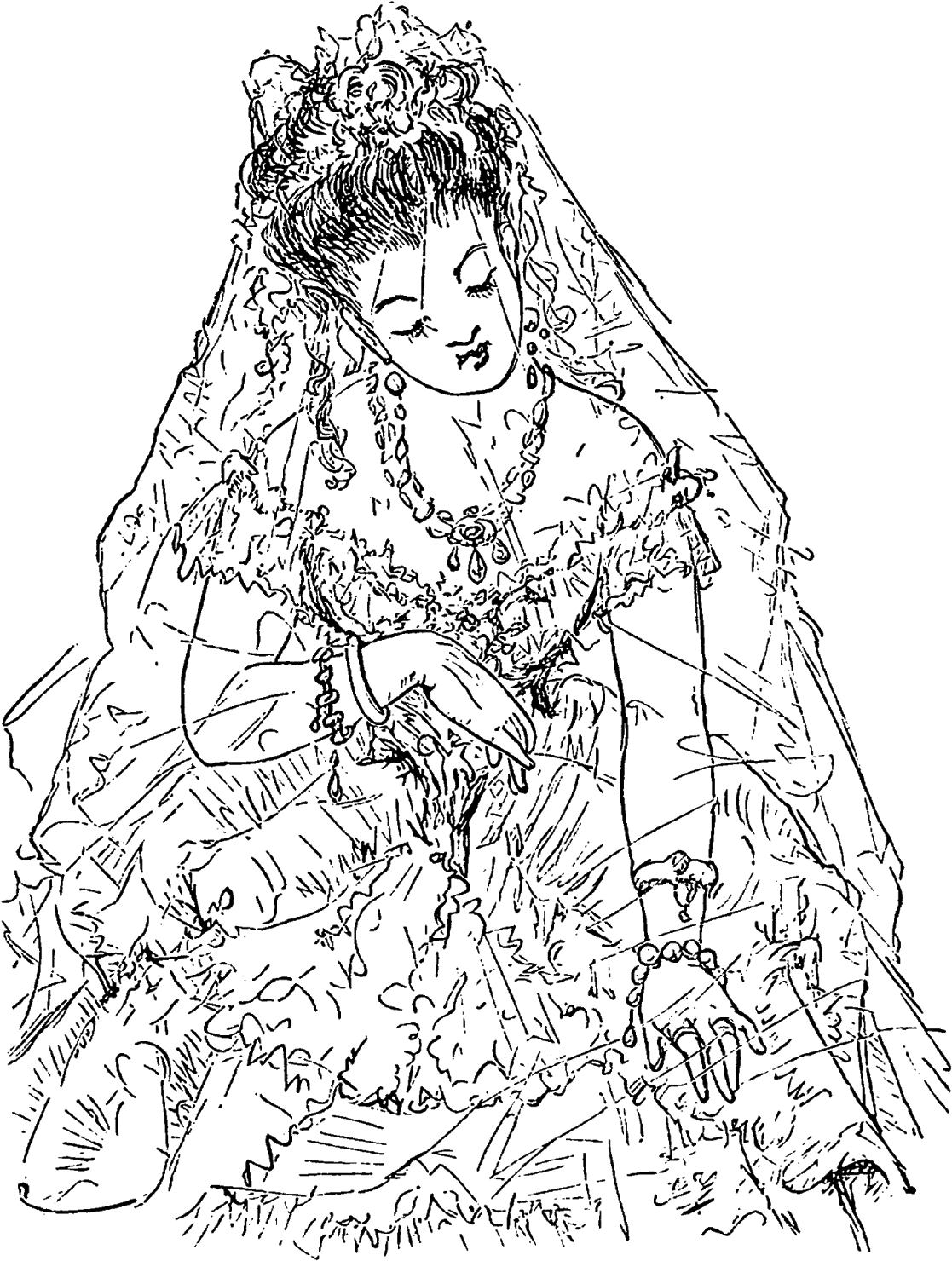 Digital Vintage Bride Illustration Download - Bride (1273x1600), Png Download