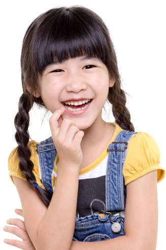 Small Child Thinking - Girl (340x500), Png Download