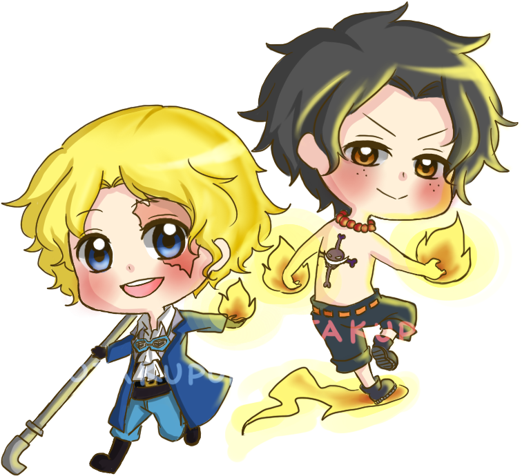 One Piece Chibi Ace By Starmasayume On Deviantart - One Piece Sabo Chibi (800x700), Png Download