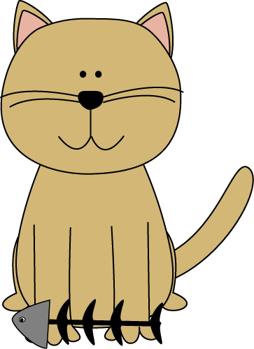Cat With Fish Bone - Cat With Fish Skeleton Clipart (363x499), Png Download