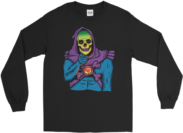 Skeletor Uncle Sam's I Want You Long Sleeve Skull T-shirt - You Can't Think And Hit (600x600), Png Download