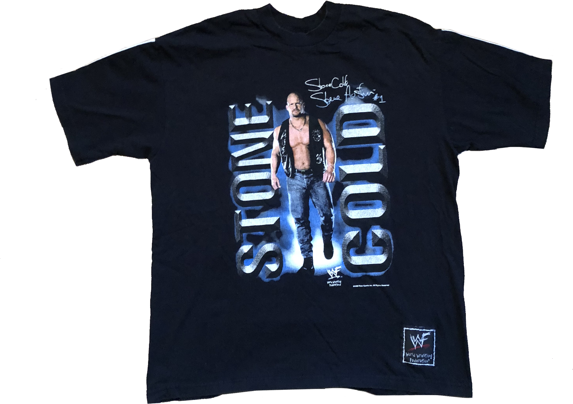 1999 Wwf Stone Cold Steve Austin Shirt Black Size X-large - Shirt With Patches (2048x2048), Png Download