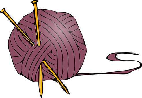 Knitting Ball Wool Brown Needles Clothing - Yarn Clip Art (492x340), Png Download