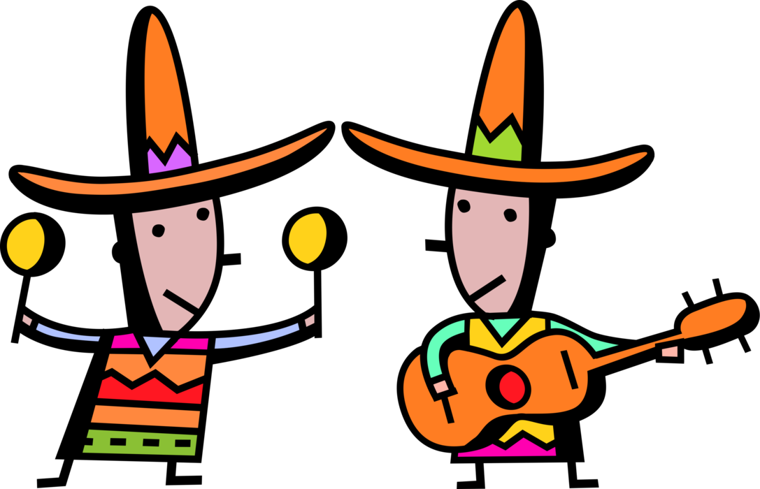 Vector Illustration Of Latino Spanish Mexican Musicians - Espanhois Png (1087x700), Png Download