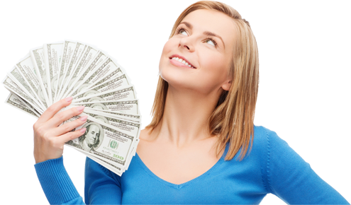 Woman Holding Money - Arizona Central Mortgage (495x290), Png Download