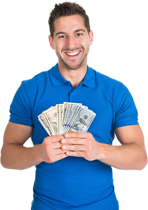 Baldinis Casino Winners 01 - Man Holding Money Transparent Png (550x725), Png Download