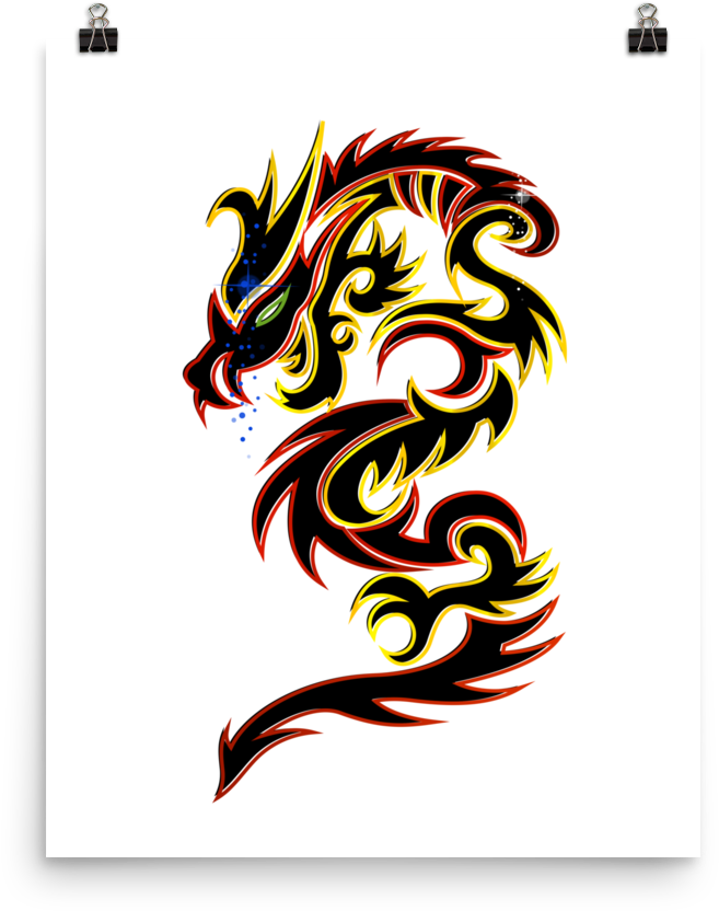 Tattoo Tribal Dragon Poster - Dragon (1000x1000), Png Download