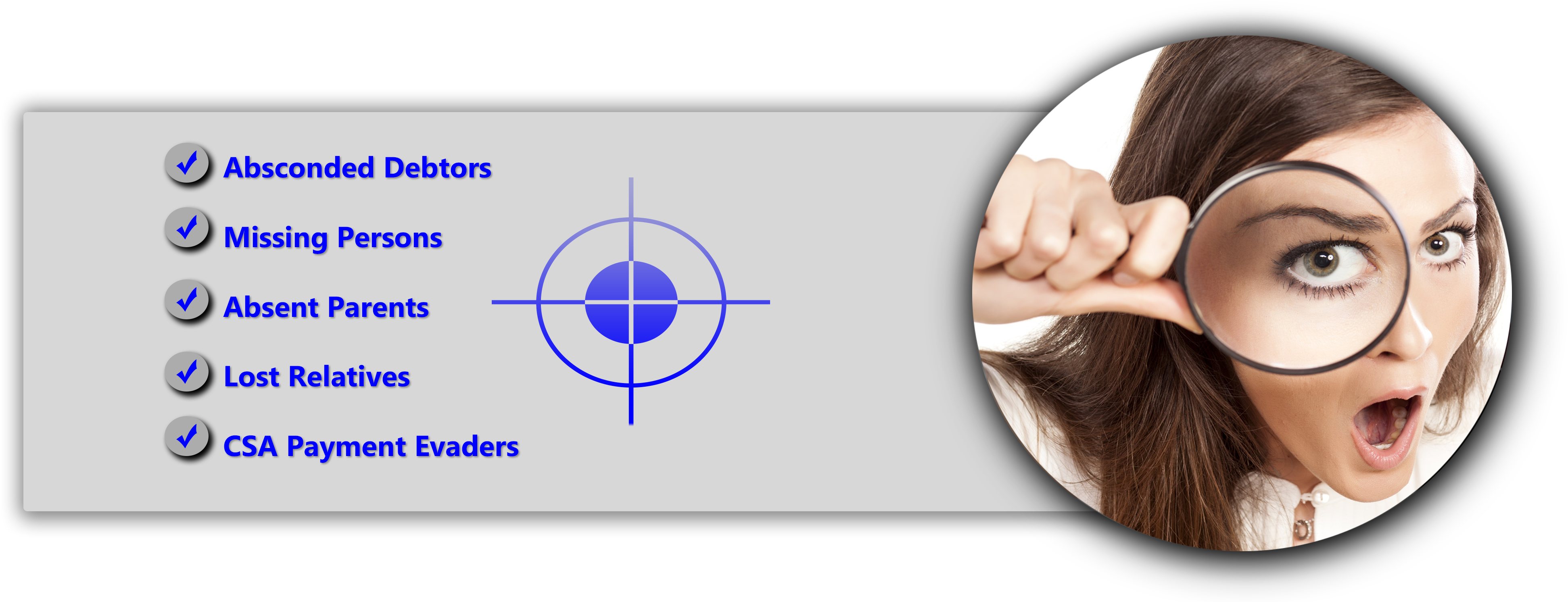 Track And Trace Banner With Office Woman Holding Magnifying - Circle (4000x1500), Png Download