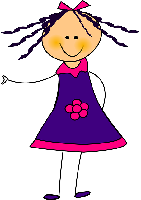 Menina, Vestido, Ribon, Flor, Sorriso, Purple, Rosa - Doll Clip Art (453x640), Png Download