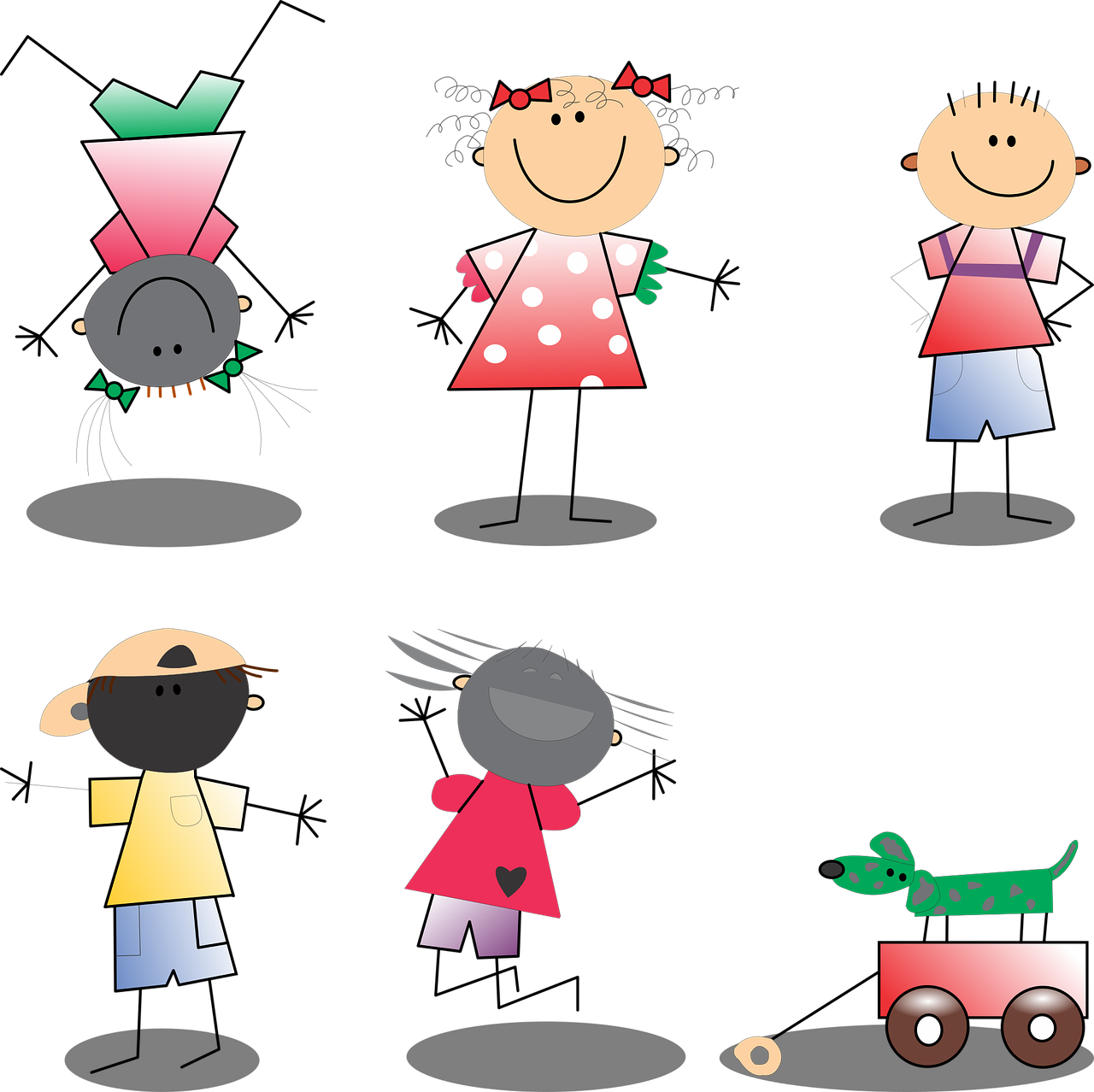 Figure,free Vector Graphics,free - Cartoon Stick Figure Girl Charms (1280x1278), Png Download