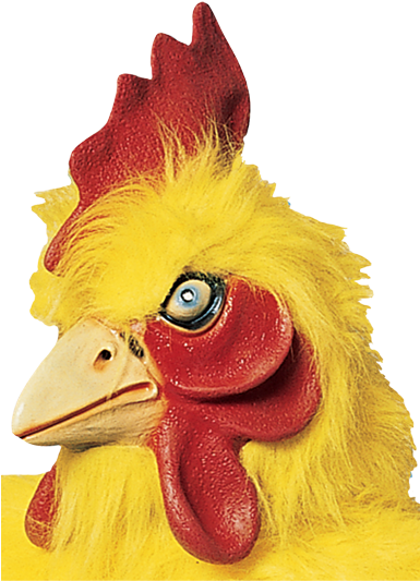 Horse Head Mask Party City White Find - Chicken Mask With Yellow Fur (384x581), Png Download