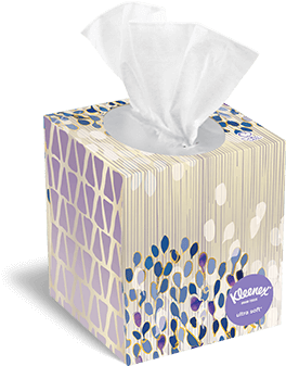 Kleenex Ultra Soft Facial Tissue Upright Carton - Kleenex Square Tissue Box (424x365), Png Download
