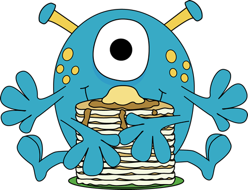 Pancake Clipart Eating - Monster Eating Clipart (500x384), Png Download