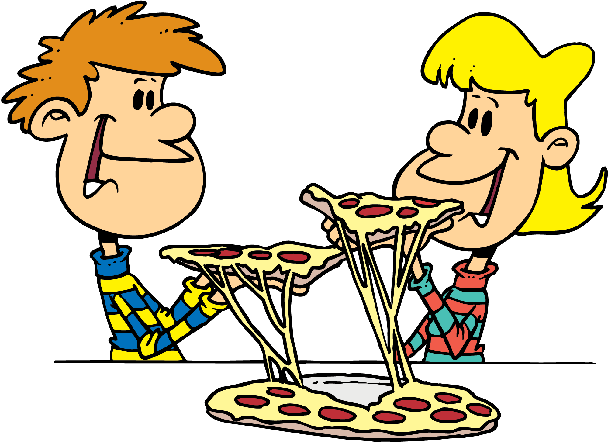 Eating Clipart Pizza - Eating Pizza Clipart (2000x1454), Png Download