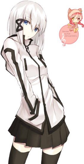 Anime Pigtail Hairstyles For Girls Photo - Anime Girl With White Hair Render (400x565), Png Download