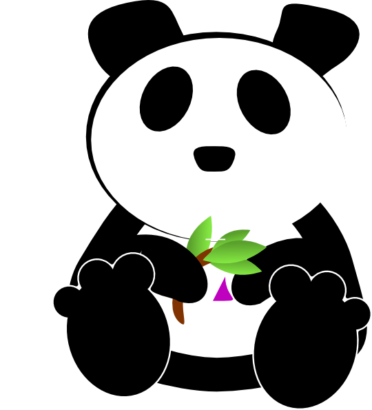 Panda Eating Bamboo Vector Clipart And Illustrations - Oso Panda Animado Png (540x595), Png Download