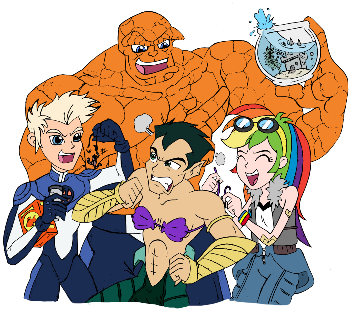 #905636 - Artist - Edcom02, Artist - Jmkplover, Ben - Fantastic Four Animated Series Fan Art (1237x1024), Png Download
