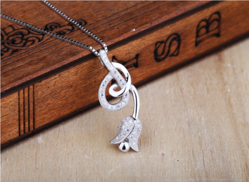 Woman Fashion Silver Hanging Rose Design Pendant N-01s - Pendant (800x800), Png Download