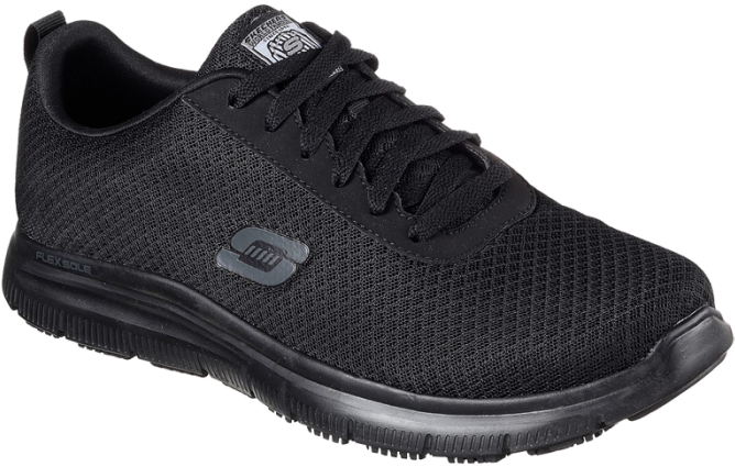 Men's Black Flex Advantage Bendon Slip Resistant Shoe - Skechers 77125 Blk (700x700), Png Download