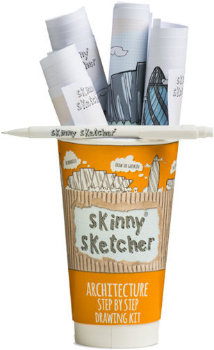 Skinny Sketcher Step By Step Drawing Kit Architecture (314x600), Png Download